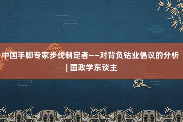 中国手脚专家步伐制定者——对背负钴业倡议的分析 | 国政学东谈主