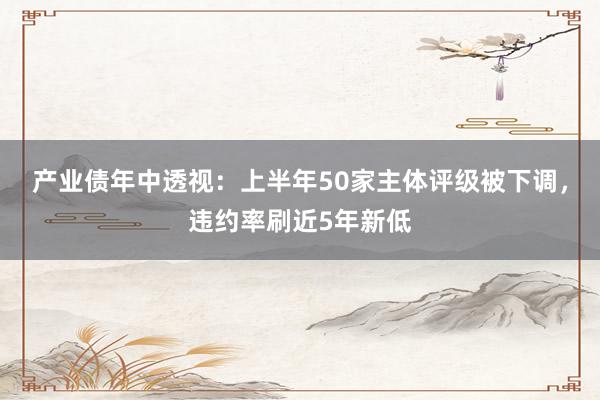 产业债年中透视：上半年50家主体评级被下调，违约率刷近5年新低