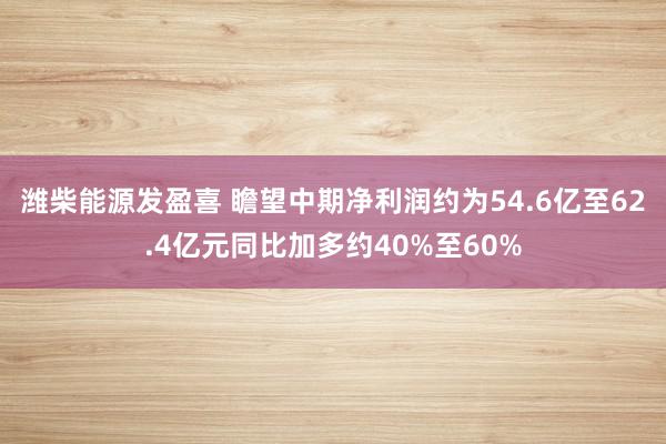 潍柴能源发盈喜 瞻望中期净利润约为54.6亿至62.4亿元同比加多约40%至60%