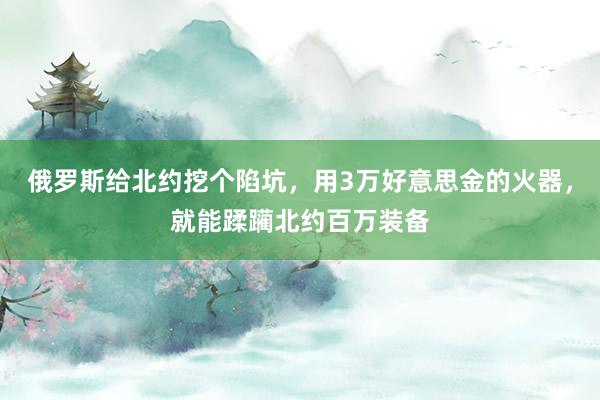 俄罗斯给北约挖个陷坑，用3万好意思金的火器，就能蹂躏北约百万装备