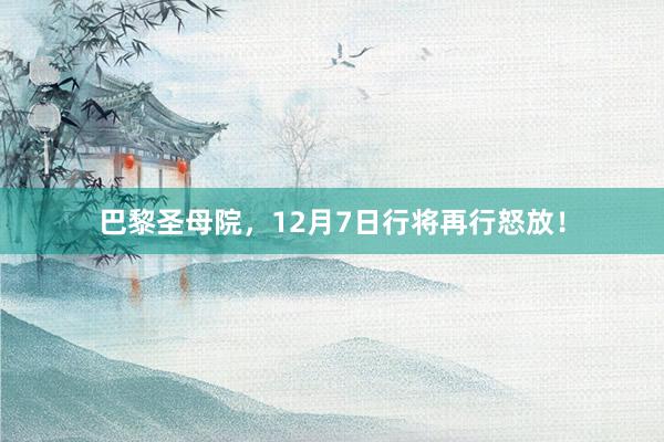 巴黎圣母院，12月7日行将再行怒放！